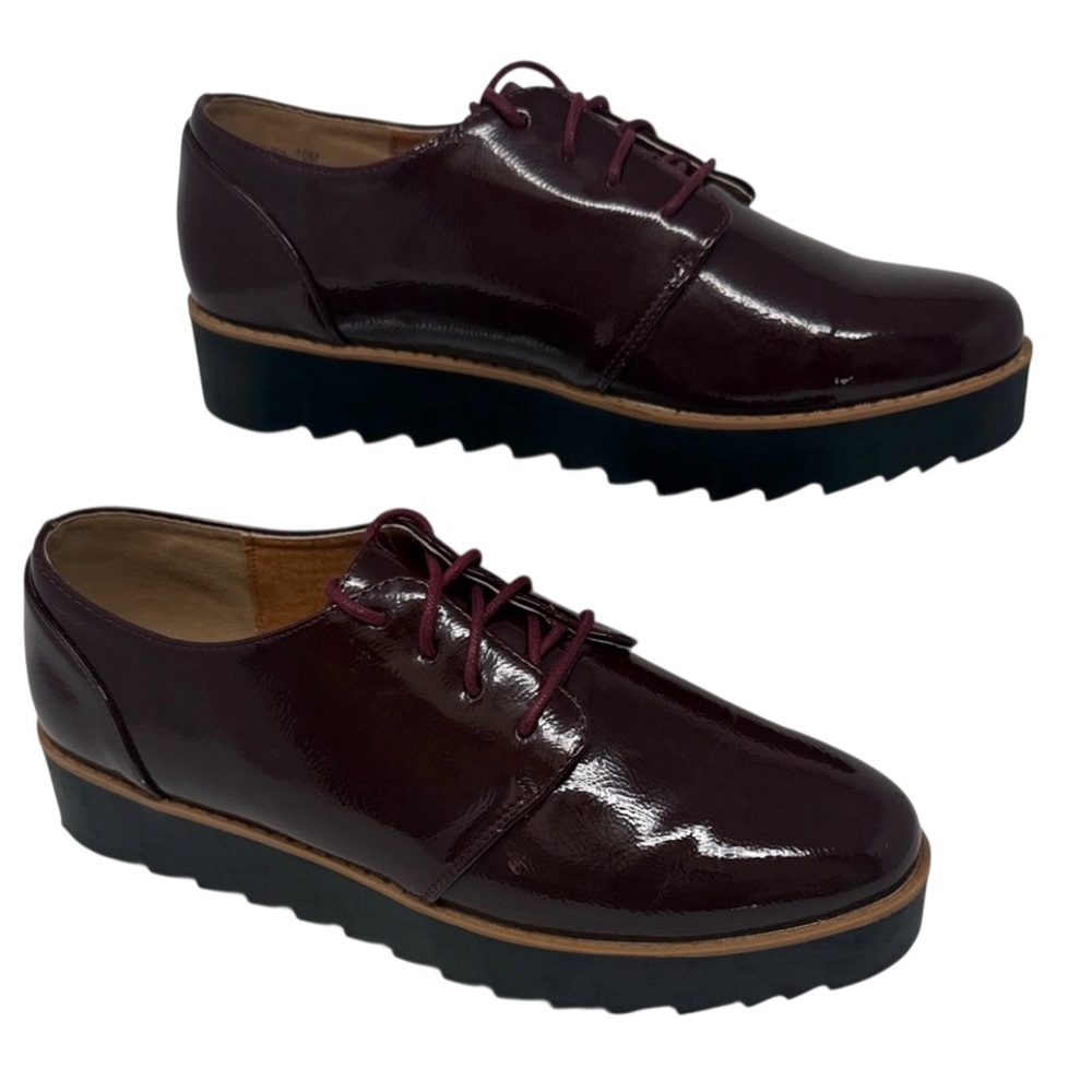 Chinese Laundry Cecilia Patent Platform Oxfords in Burgundy/Wine Size 10M